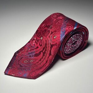 Robert Graham 100% Silk Burgundy Paisley Tie Jacquard Necktie Made in USA Formal